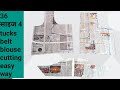4 tucks belt blouse cutting and stitching easy way / simple belt blouse cutting and stitching video