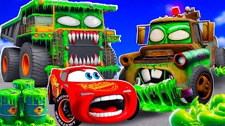 Big & Small:McQueen vs MATER and BALAZ ZOMBIE SLIME Trailer cars in BeamNG.drive screenshot 5