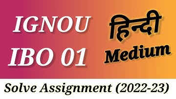 IBO 01 Solve Assignment in Hindi/Ignou Solve Assignment (2022-23)