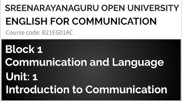 English for Communication | SGOU | Block 1, Unit 1 | Sem 1, Sem 2 etc.