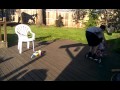 Sadie and big bro on the pink trike 