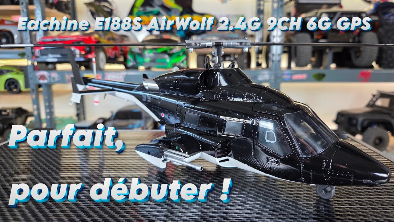 Hélicoptère RC Eachine E188S AirWolf 2.4G 9CH 6G GPS avec 3 batteries