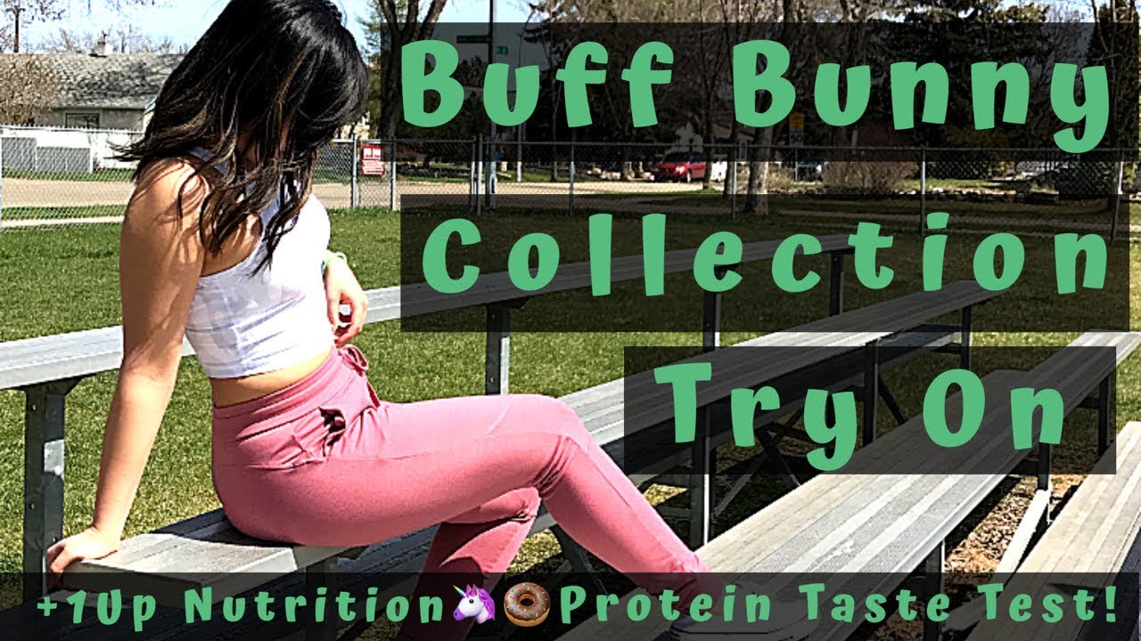 BUFFBUNNY COLLECTION TRY ON Review & Sizing Wearing Medium & Large// +  Protein Taste Test! 