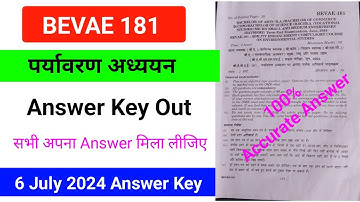 BEVAE 181 June 2024 Answer Key | BEVAE 181 June 2024 Answers | BEVAE 181 Environmental Studies