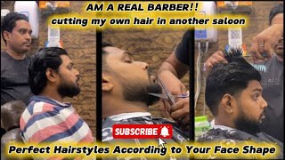 Cutting My Own Hair In Another Saloon‼️ Perfect Hairstyle According Face Shape‼️🔥#haircuttutorials‼️