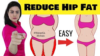 4 Best Exercises To Reduce Hip Fat At Home  | Easy Lose Hip Fat Workout ( No Jumping Or Squatting )