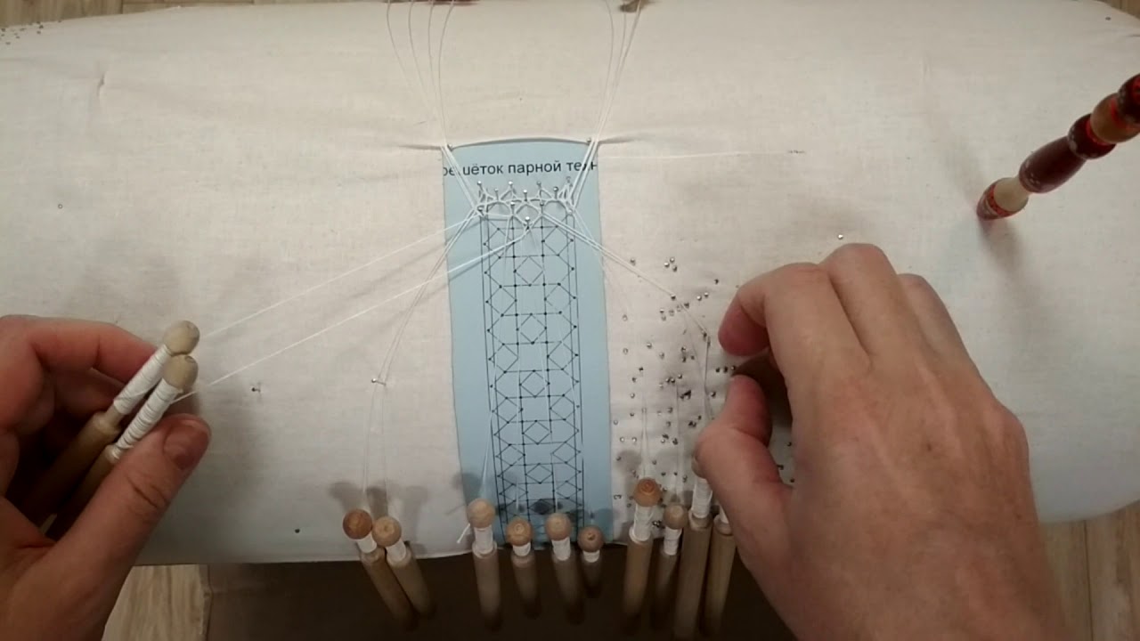 Урок 4. Кружевоплетение. Парная техника плетения. Квадратная решетка