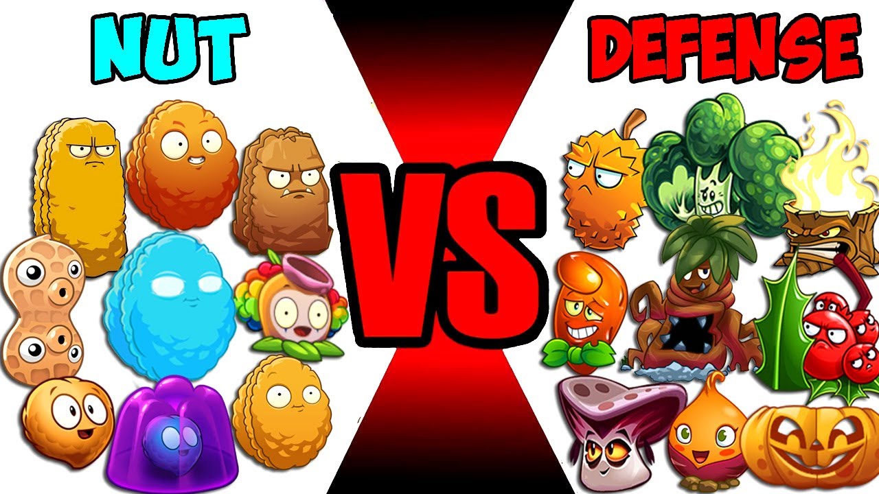 Team NUT vs DEFENSE Plants - Who Will Win? - Pvz 2 Team Plant Vs Team Plant