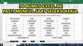 30 Rumus Excel ini Pasti Muncul Saat Seleksi Kerja - Wajib Dikuasai! 30 Rumus Excel ini Pasti Muncul Saat Seleksi Kerja - Wajib Dikuasai!