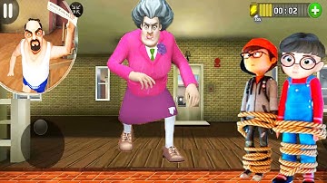 Nick and Tani Playing  in Scary Teache 3D Mod Menu |  Miss T Vs Nick And Tani