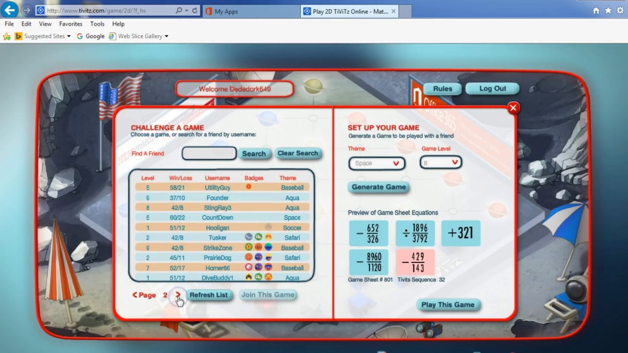 TiViTz Office 365 Part IV- How to Choose and Set Up a TiViTz Game - YouTube