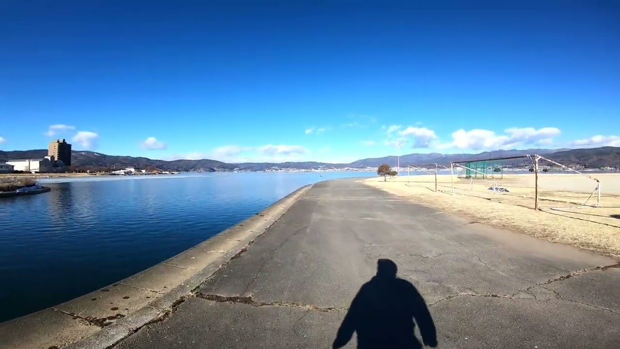 XT500と往く、結氷諏訪湖