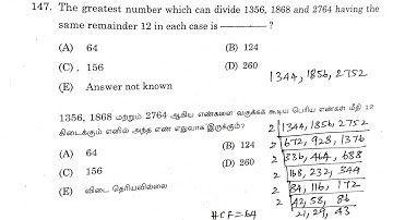 The greatest number which can divide 1356,1868 and 2764 having the same remainder 12 in each case is