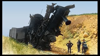 1930s USA-Europe: Absurd Photos of Unbelievable Train Wrecks - Color Restoration