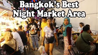 THAILAND STREET FOOD in BANGKOK. NIGHT MARKET TOUR: 4 NIGHT MARKETS in 1 AREA,  PRATUNAM