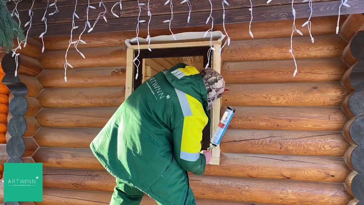 Установка окон в деревянном доме - YouTube