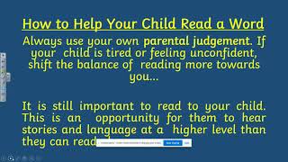 EYFS and KS1 Parent/Carer Reading Workshop