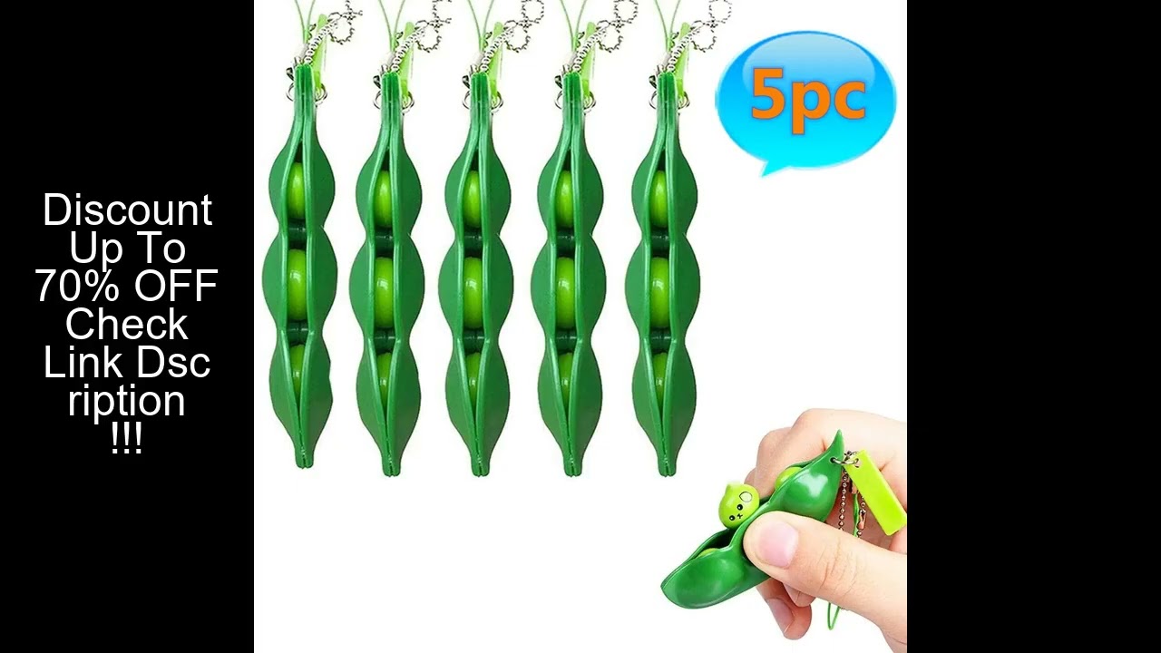 5pcs Fidget Toys Pack Portachiavi Decompression Edamame Toys Squishy Squeeze Peas Beans Keychain Cut