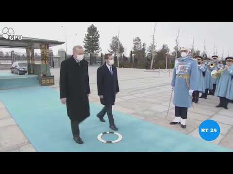 مراسم استقبال الرئيس التركي رجب طيب أردوغان للرئيس الإسرائيلي إسحاق هرتصوغ في أنقرة