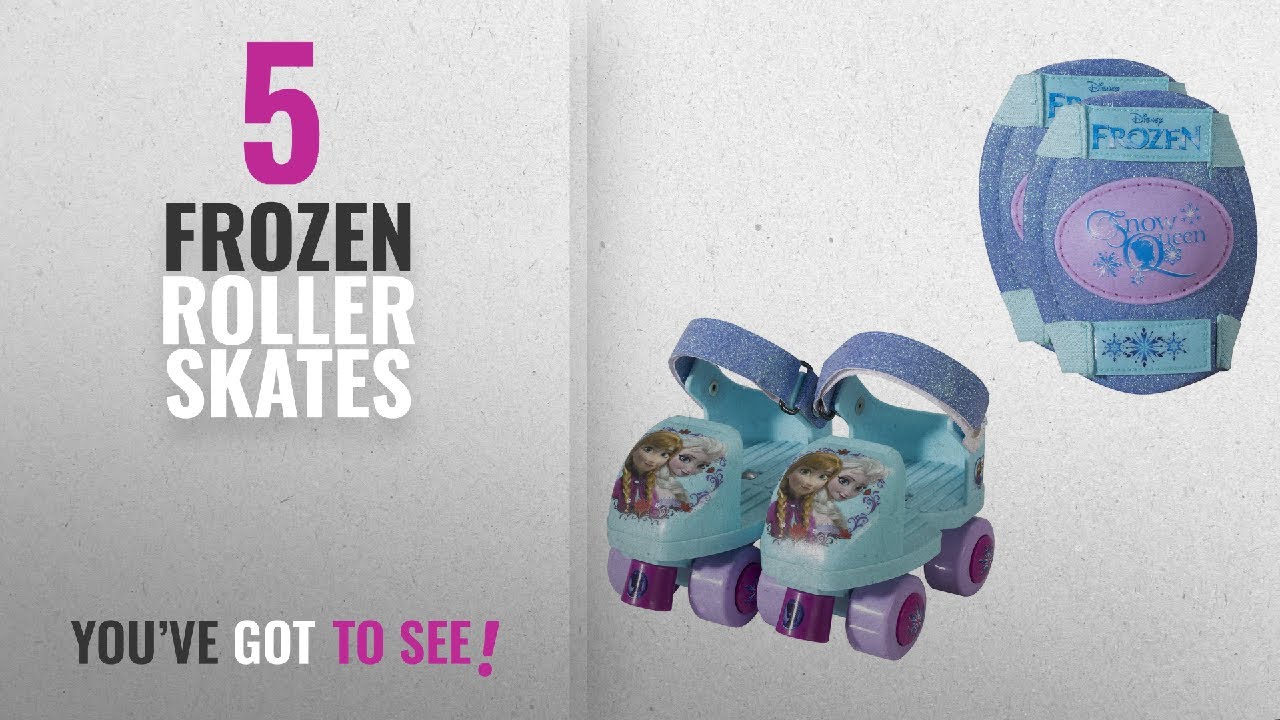 Top 10 Frozen Roller Skates [2018]: PlayWheels Disney Frozen Glitter Kids Roller Skates with Knee