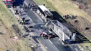 At least 3 killed when semi crashes into bus carrying students in Ohio