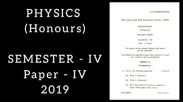 Physics (Honours) 4th Semester Paper - IV 2019 Tripura University B.A. Question Paper
