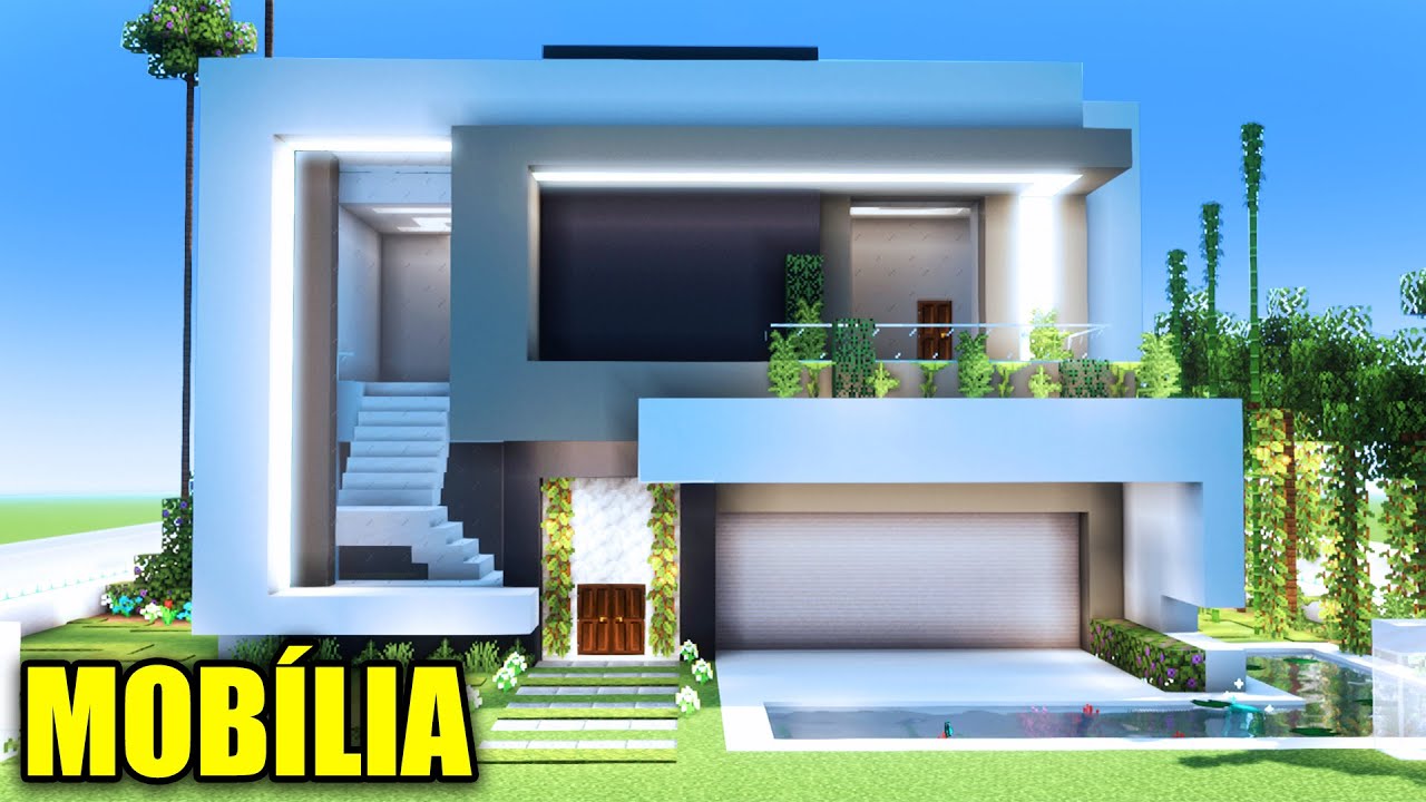 Minecraft Tutorial - Casa Moderna Completa com Piscina e Mobília