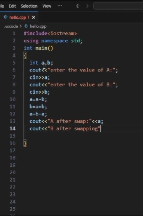 Program to swap two numbers without using third variable||Vs code ||#39 ...