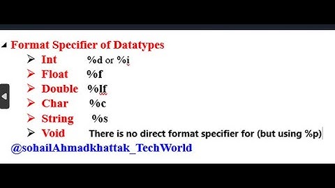 Format Specifiers for Data Types in C Programming