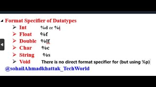 Format Specifiers for Data Types in C Programming