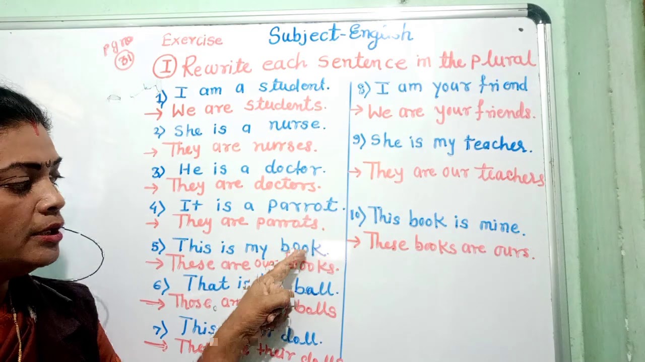 Exercise I Rewrite Each Sentence In The Plural YouTube