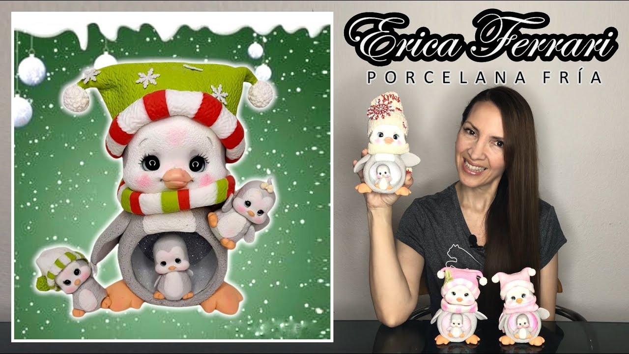 Cómo Hacer PINGÜINO DE NAVIDAD en Porcelana Fría | Erica Ferrari Porcelana Fria | Tutorial Fácil DIY