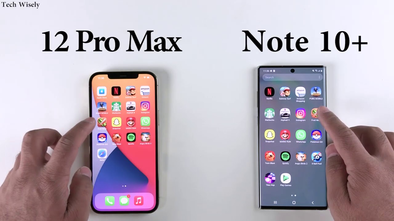 Iphone 12 Pro Max Vs Note 10 Speed Test Size Comparison Ram Management Youtube