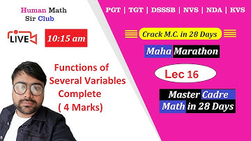 Functions of Several Variables Complete| Lec 16  | Master Cadre Maths in 28 Days By Human Sir