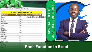 RANK FUNCTION IN EXCEL