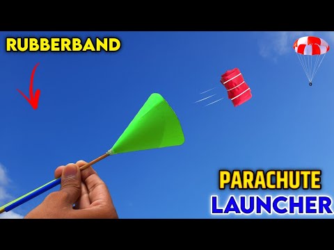 Rubberband Parachute Launcher making , how to make parachute launcher , Easy rubberband launcher