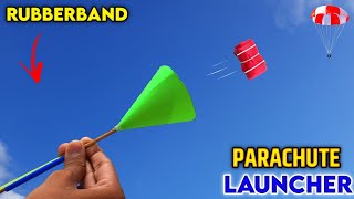 Rubberband Parachute Launcher making , how to make parachute launcher , Easy rubberband launcher