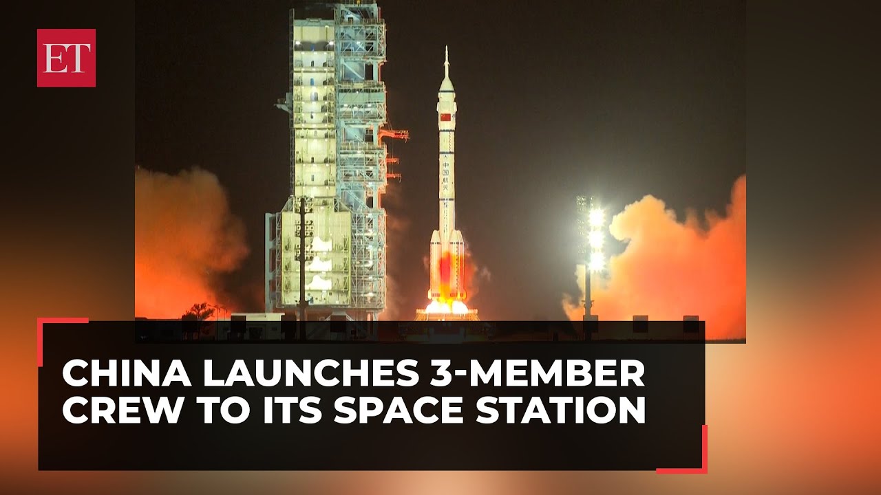 China launches 3-member Shenzhou-18 crew to its space station - YouTube