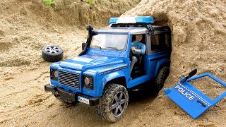 Rescue police car in the cave with tow truck  Toy car story