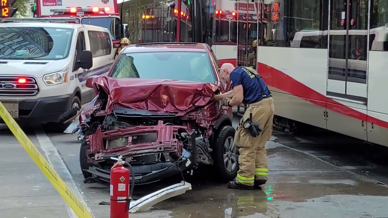 Calgary C-Train vs. SUV Collision Aftermath - August 26, 2023