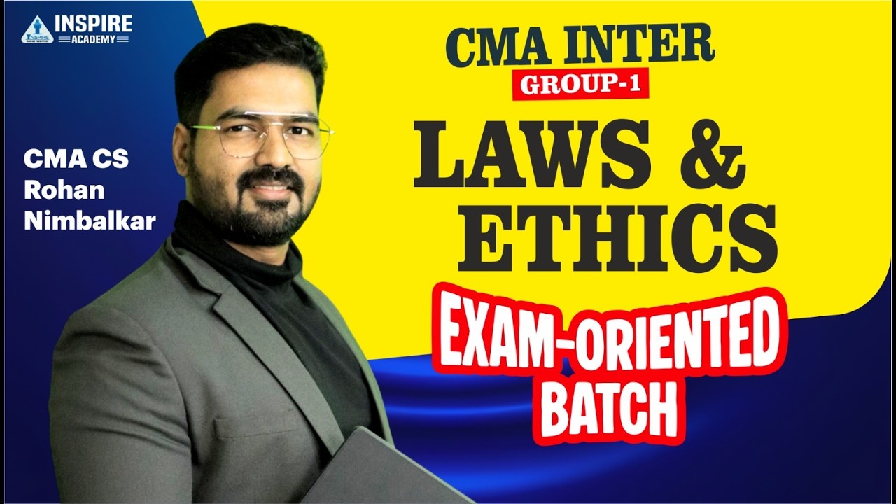 CMA Inter Law Lec 1 | Exam Oriented Batch | For June 2026 Attempt | CMA ...