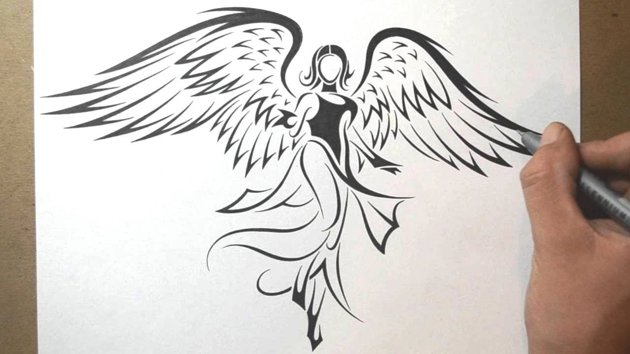 ⁣How to Draw an Angel - Tribal Tattoo Design Style