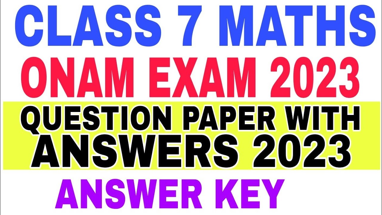 class 7 maths onam exam question paper 2023-24 answer - YouTube