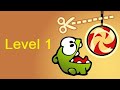 Смотрите прохождение первого уровня игры Cut the rope (Перерезать веревку)