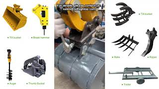 How to replace the accessories of a mini excavator ? Excavator quick hitch attachment video
