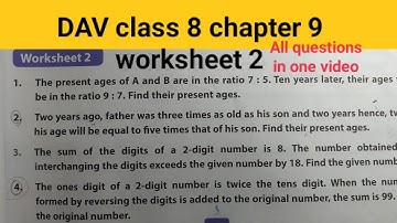 DAV class 8 chapter 9 worksheet 2 ।Class 8 maths chapter 9 worksheet 2 dav public school