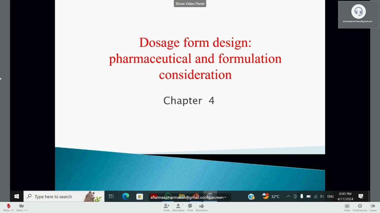 Lecture 3-1; Dosage form design, pharmaceutical and formulation consideration 2024