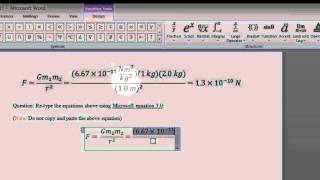 Typing physics equations into microsoftword 2010 screenshot 4