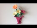 How to make a wall-hanging paper vase and #paper flowers #easy and simple craft # DIY home decorate