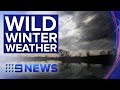Snow falls just west of Sydney while storm lashes coast | Nine News Australia